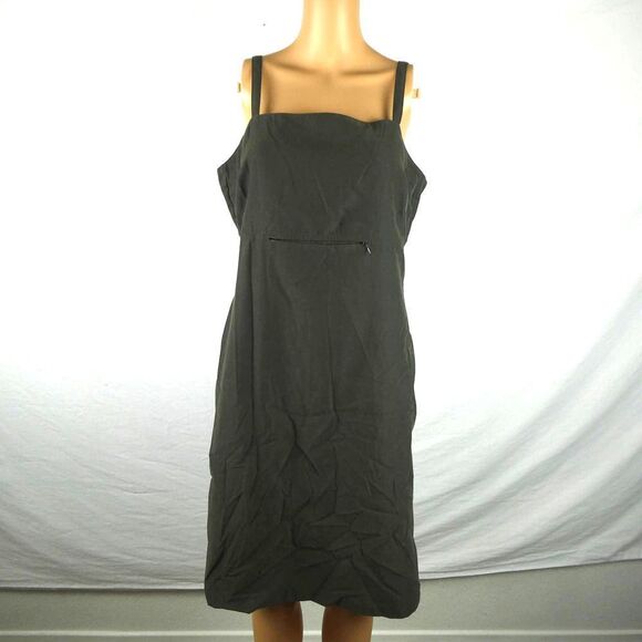 Patagonia Dress Side Slits Zip Pocket Size 8 Grey Green Sleeveless Polyester - Picture 1 of 10